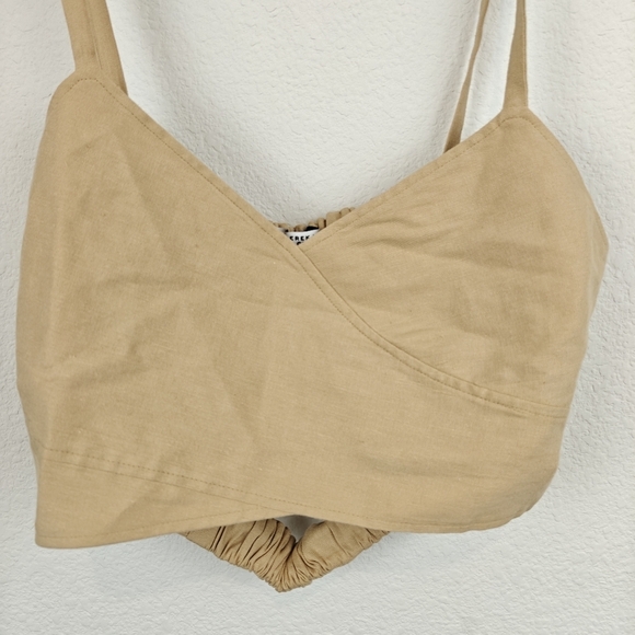 Derek Lam 10 Crosby Linen Gianna Wrap Bustier Tan Crop Top Size 8 Women's - Picture 7 of 15